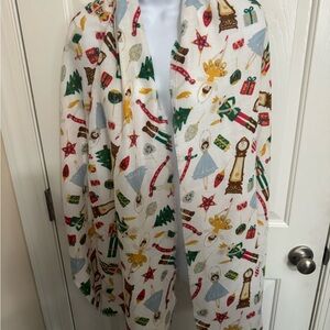 Scarf Or Wrap 72” X 21” White Nutcracker Christmas Themed  Small Fringe NWOT